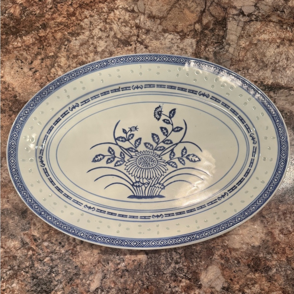 Vintage Chinese porcelain oval serving platter